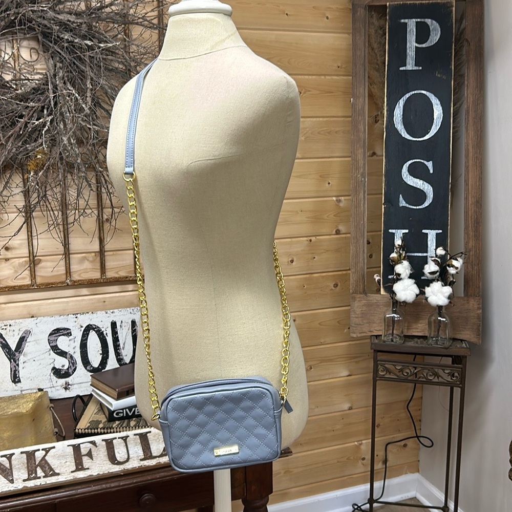 Grey Small Iman Leather Crossbody Purse